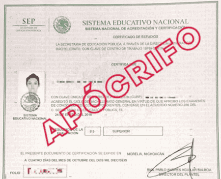 Certificado de bachillerato falso
