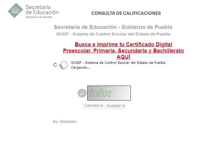 Consulta de Calificaciones en Puebla 1