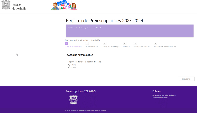 Preinscripciones Coahuila 2023-2024